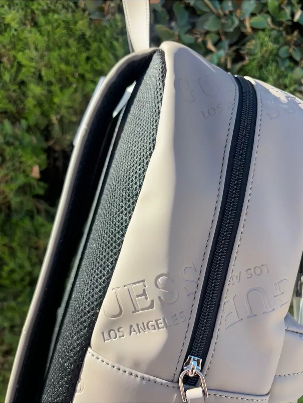 GUESS Cream Embossed Logo Men's Backpack